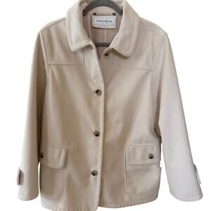 Jones New York Cream Faux Suede Jacket Women’s size Large Cabincore Winter Norm